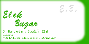 elek bugar business card